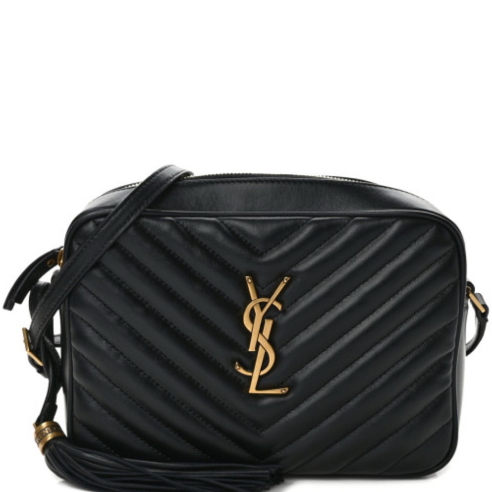 Saint Laurent Camera bag with back pocket and tassel.